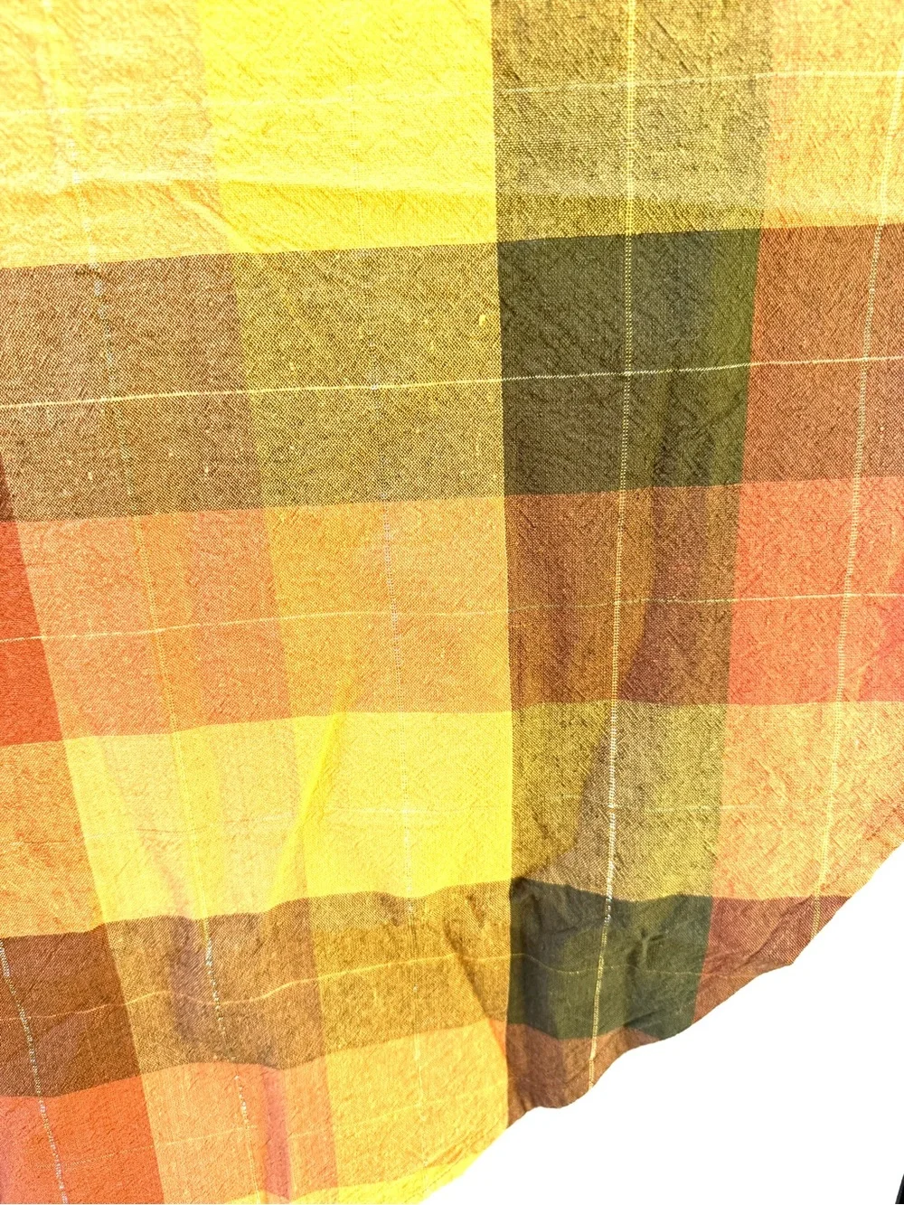 Autumn Plaid Tablecloth, Rounded Oblong  80”x57”